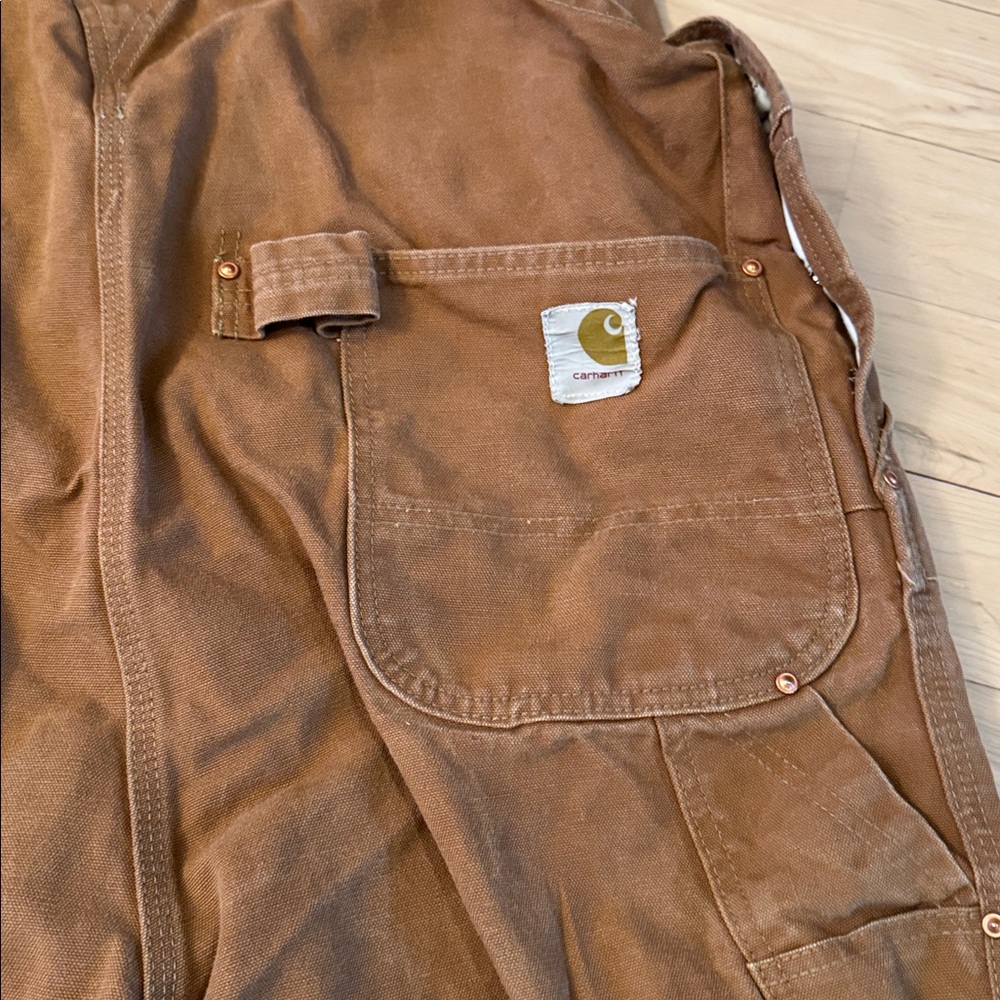 Vintage Carhartt Canvas Double Knee Overalls Duck Brown-Workwear-USA - Picture 9 of 11